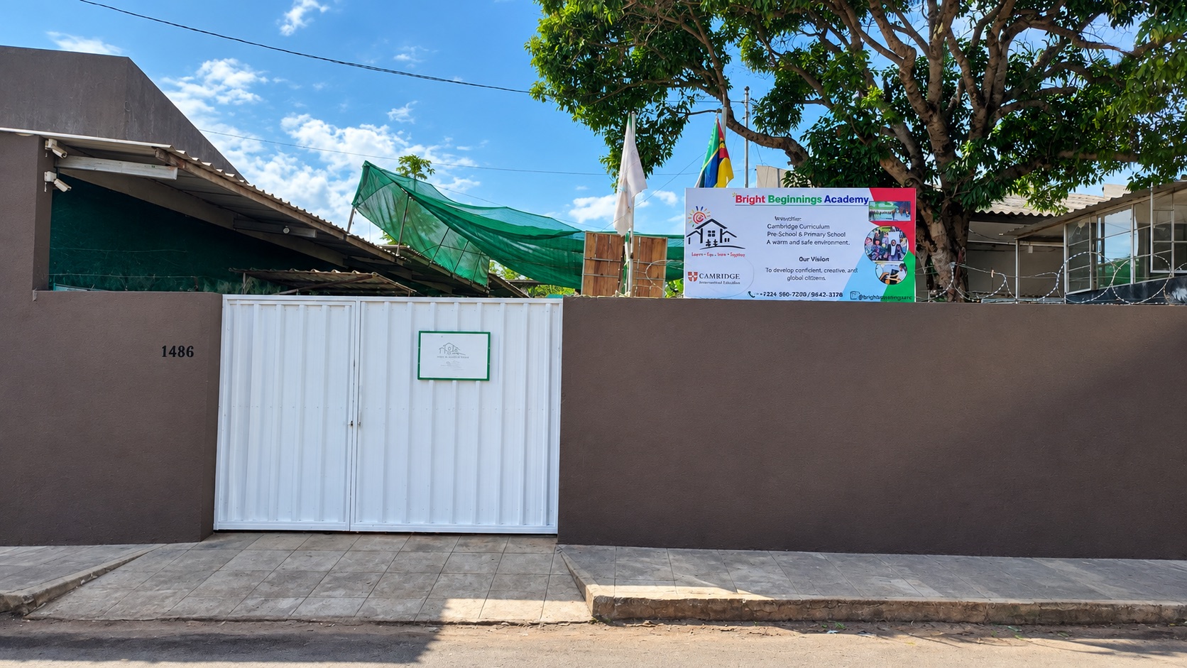 Real entrance gate of Bright Beginnings Academy in Chimoio